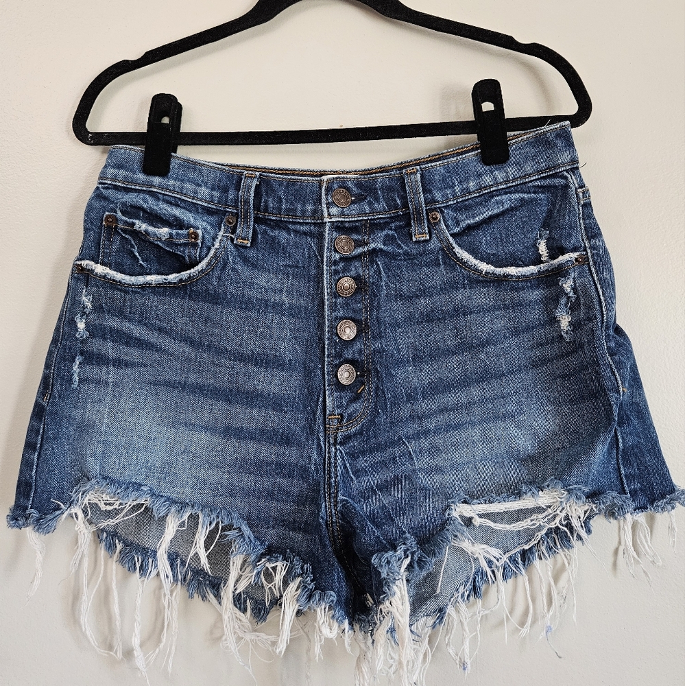 Abercrombie & Fitch High Rise Mom Short w/ Exposed Button Fly